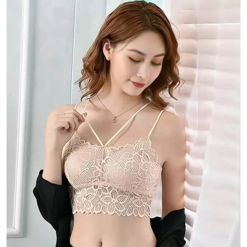 Stylish And Comfortable Lace Net Women Bralette Lightly Padded Bra