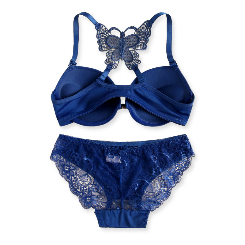 Elegant Butterfly Back Front-Closure Push-Up Bra & Panty Set for Women – Comfortable Everyday Lingerie